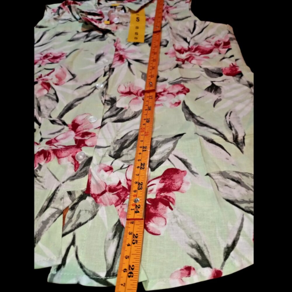 NWT Nicole Miller Sleeveless Small Blouse Multicolor Floral Linen Blend Top - Picture 9 of 9